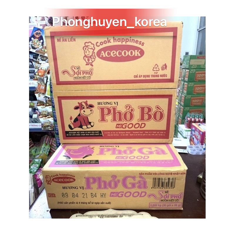 Mì Ăn Liền Phở Gà - Bò Gold Thùng 30 gói x 68g