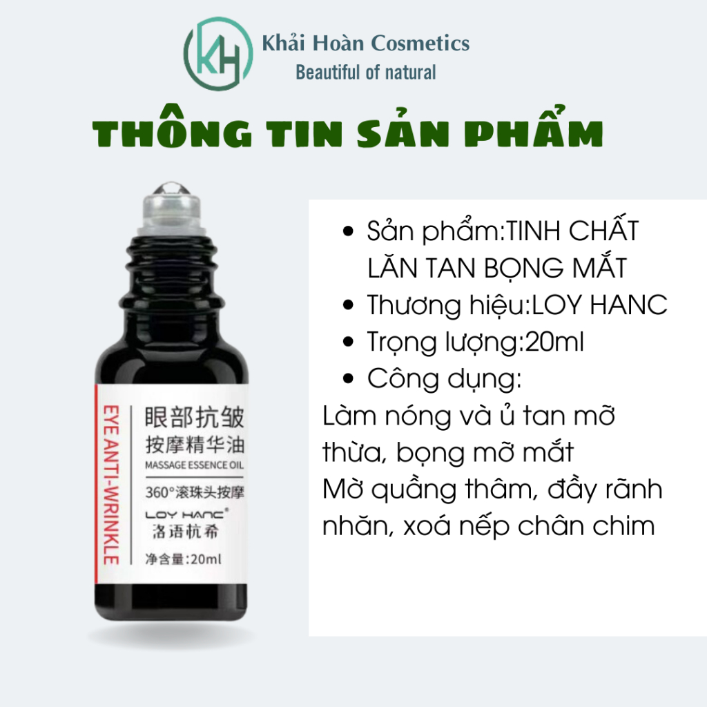 Tinh chất lăn bọng mắt LOY HANC, thanh lăn bọng mắt LOY HANC, serum làm đầy rãnh nhăn, cải thiện quầng thâm mắt 20ml