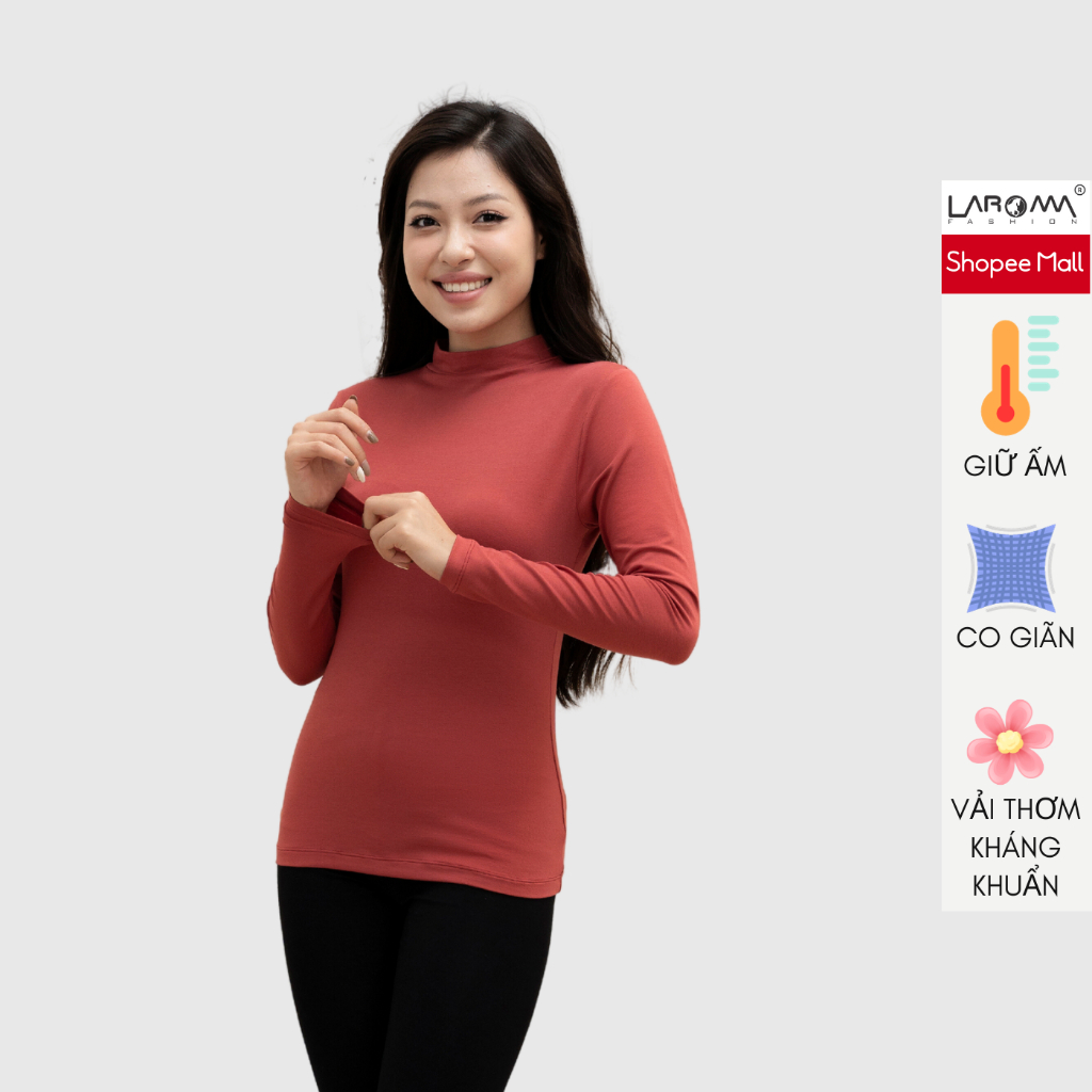 Áo Giữ Nhiệt Nữ Cổ Cao LAROMA | Giữ Ấm - Siêu Co Dãn - Vải Thơm - Kháng Khuẩn