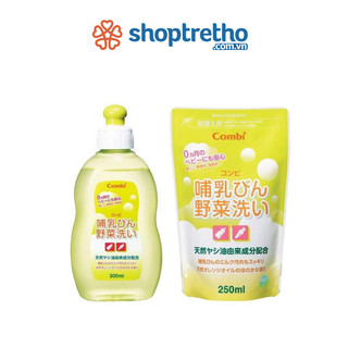 Nước rửa bình sữa và rau củ chiết xuất dầu cọ Combi dạng chai 300ml, túi 250ml