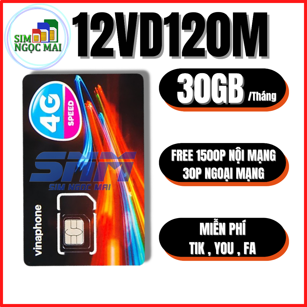 Sim 4G VinaPhone 12Yolo100 - 12Vd120m - Miễn phí 12 Tháng - Miễn Phí Gọi - Sim Ngọc Mai
