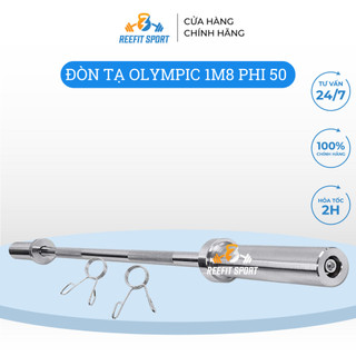 Đòn gánh tạ đòn đẩy tạ đòn tạ dài 1m8 phi 50 inox nhập khẩu cao cấp kèm khóa tạ đòn tạ Olympic Reefit