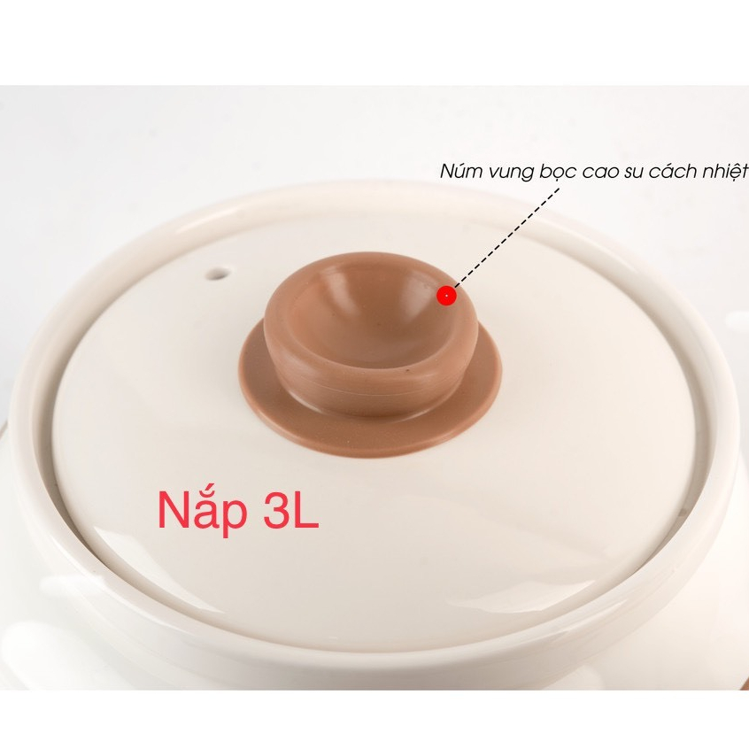 Phụ Kiện Thố Nắp Sứ Nồi Nấu Chậm Đa Năng Bennix Dung Tích 2L/3L/4L