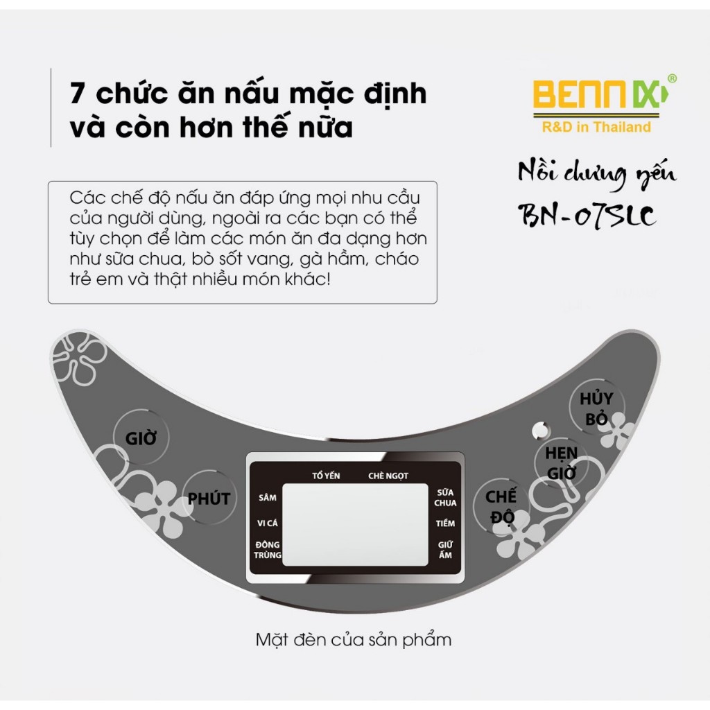 Máy Chưng Yến Cách Thủy Bennix BN-07SLC, Nồi Tiềm Hầm Chưng Yến Nấu Cháo Chậm Thố Thủy Tinh Cao Cấp 0.7L