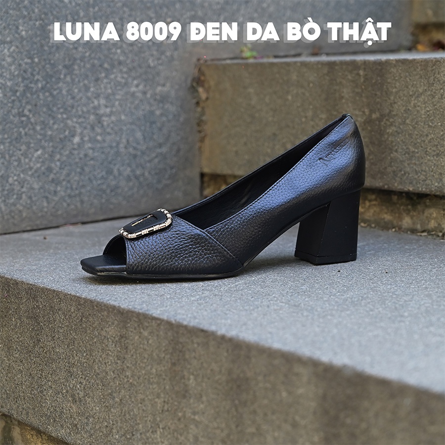 Guốc nữ 5p LUNASHOES 55001 da bò mềm lót êm chân có đính đá bảo hành tới 2 năm lỗi 1 đổi 1