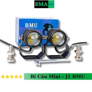 Đèn trợ sáng mini j1 bmu, 12.24v/dc bi cầu cos vàng pha trắng 2 chế độ lắp xe máy, ô tô