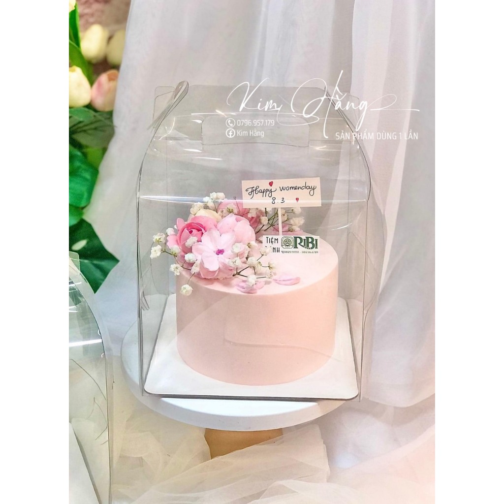 10h bánh kem trong suốt quay gập , hộp đựng bánh size 15 x 15 x18cm, hộp đựng bento cake,....