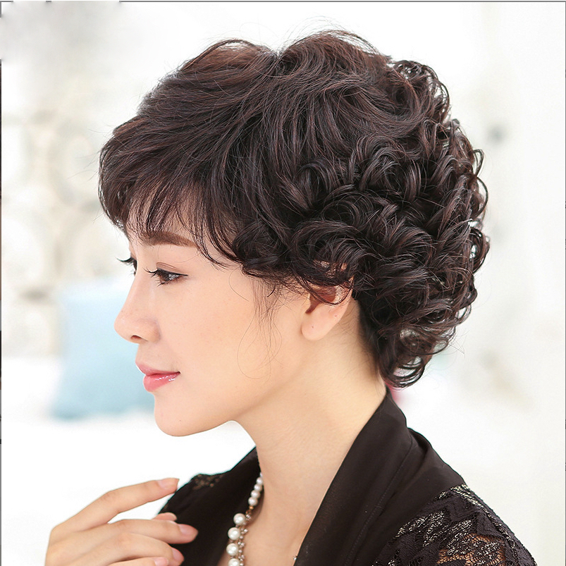 🌿Tặng Lưới🌿 Tóc giả nữ trung niên nguyên đầu tự nhiên - TG49