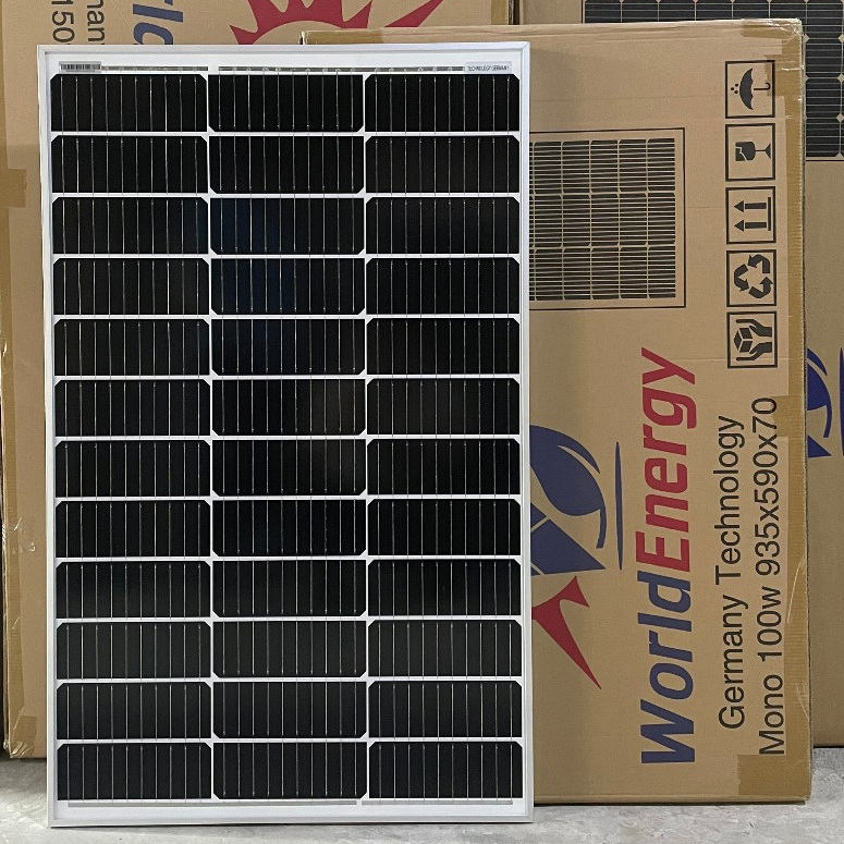 Pin năng lượng mặt trời mono 100w/18v WorldEnergy - tặng 1 cặp jack mc4 đơn (hàng chính hãng, bảo hành 12 năm)
