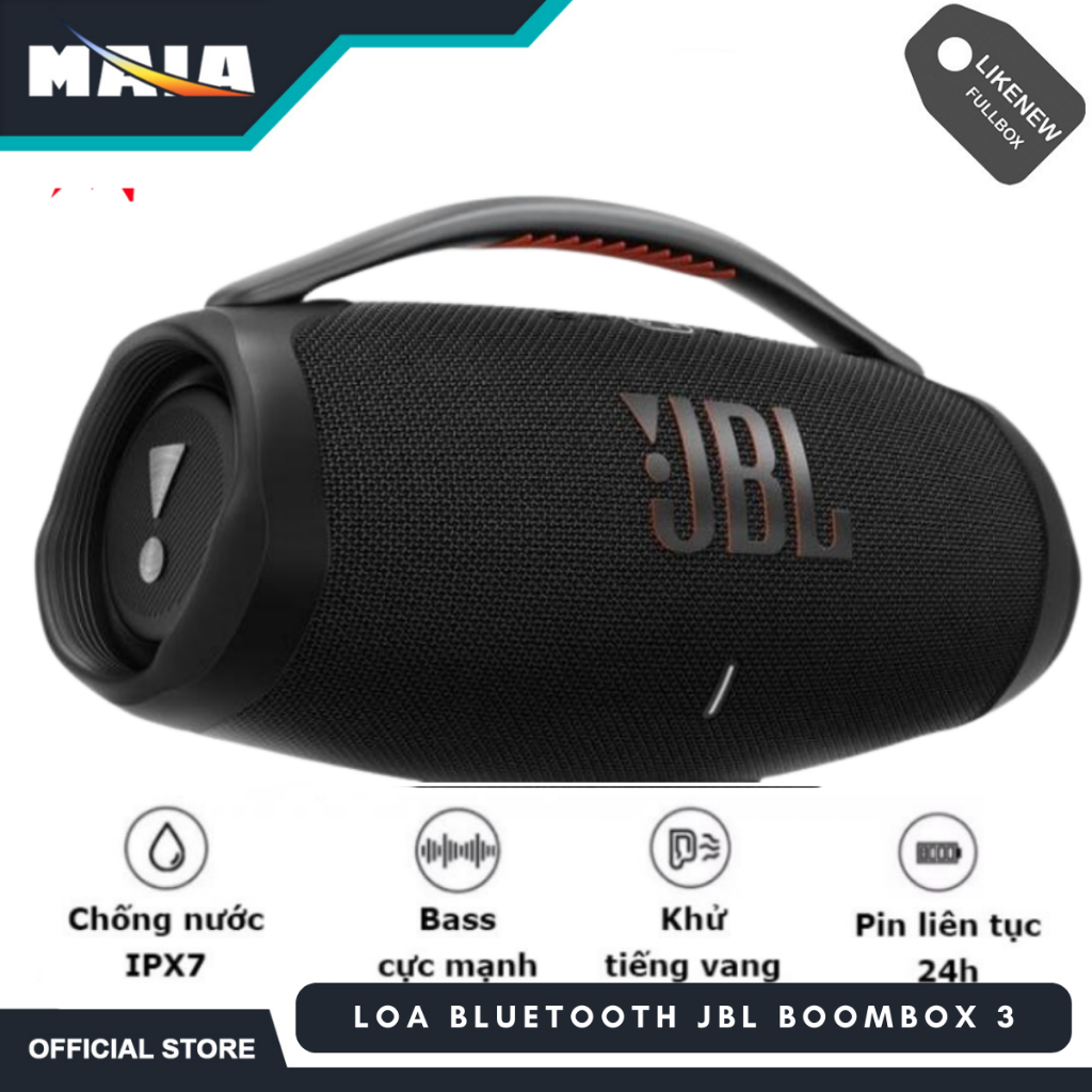 Loa Bluetooth JBL Boombox 3 - Loa Nghe Nhạc Âm Thanh Siêu Bass Cực Mạnh Chống Nước IPX7.