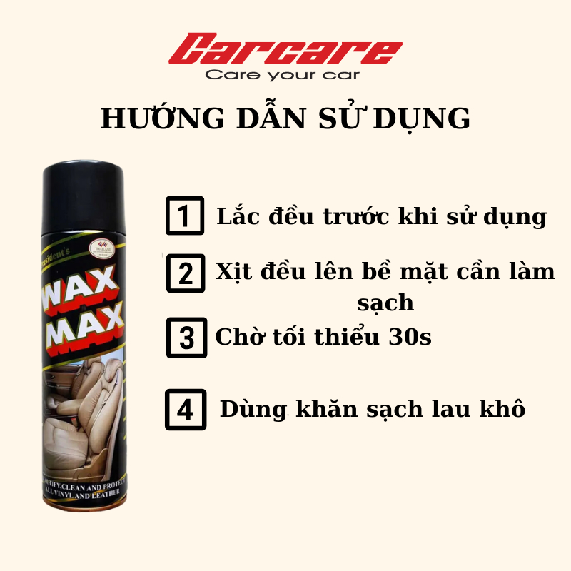 BÌNH XỊT BÓNG NỘI THẤT XE - TAPLO - GHẾ DA WAXMAX