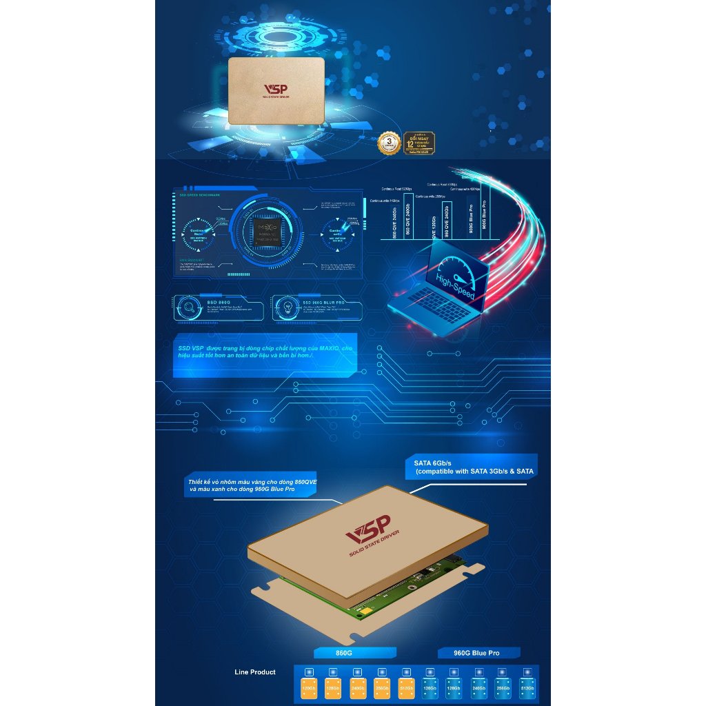 Ổ cứng SSD VSP 860G 256Gb NEW BH 36 THÁNG