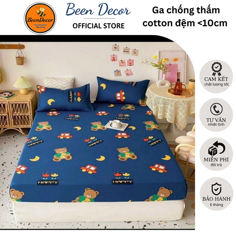 Ga chống thấm Cotton siêu chống thấm m2/m6/m8/2m2 dành cho đệm cao dưới 10cm ( Cam kết ngăn nước bảo vệ đệm)