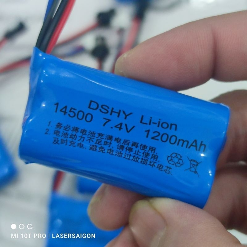 Pin sạc xe điều khiển li-ion 1200mah 7.4v jack SM size 14500, pin 18650
