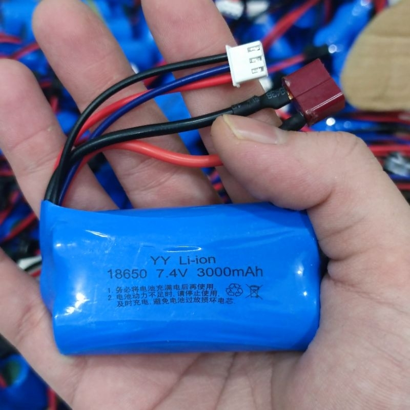 Pin sạc xe điều khiển li-ion 1200mah 7.4v jack SM size 14500, pin 18650