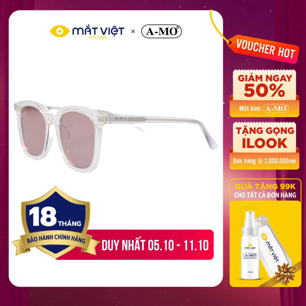 Kính Mát Unisex A-MO AMO24614 C6 Dáng Vuông Màu trong suốt Chất liệu Nhựa/Kim loại