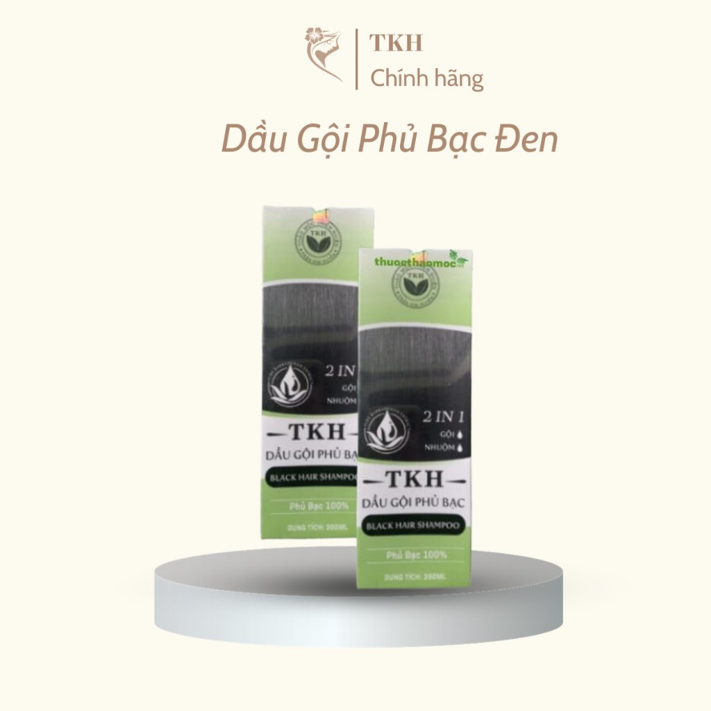 Dầu Gội Phủ Bạc Màu Đen Trần Kim Huyền Làm Tóc Đen Bóng Mượt (Mỹ Phẩm TKH)