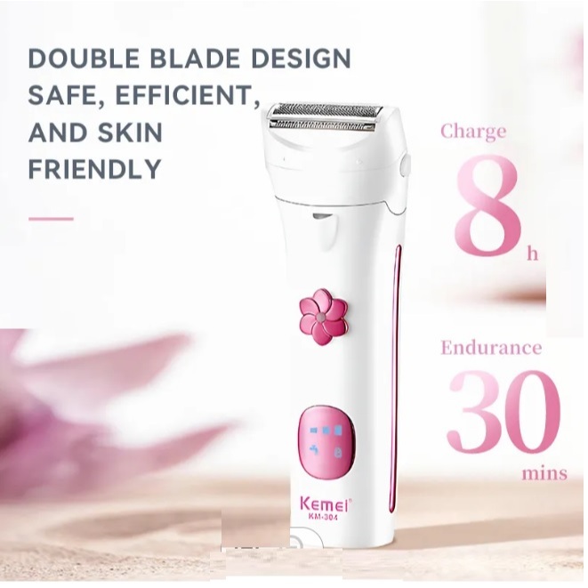 Máy Cạo Lông Toàn Thân Cao Cấp Cho Nữ Công Nghệ Chống Nước IPX5 Mới Kemei Km 304