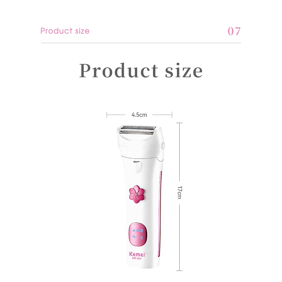 Máy Cạo Lông Toàn Thân Cao Cấp Cho Nữ Công Nghệ Chống Nước IPX5 Mới Kemei Km 304