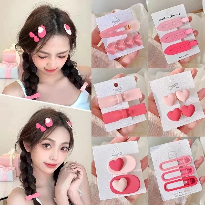 Set Kẹp tóc mái 19 chi tiết hình lợn màu hồng dễ thương cho bạn gái