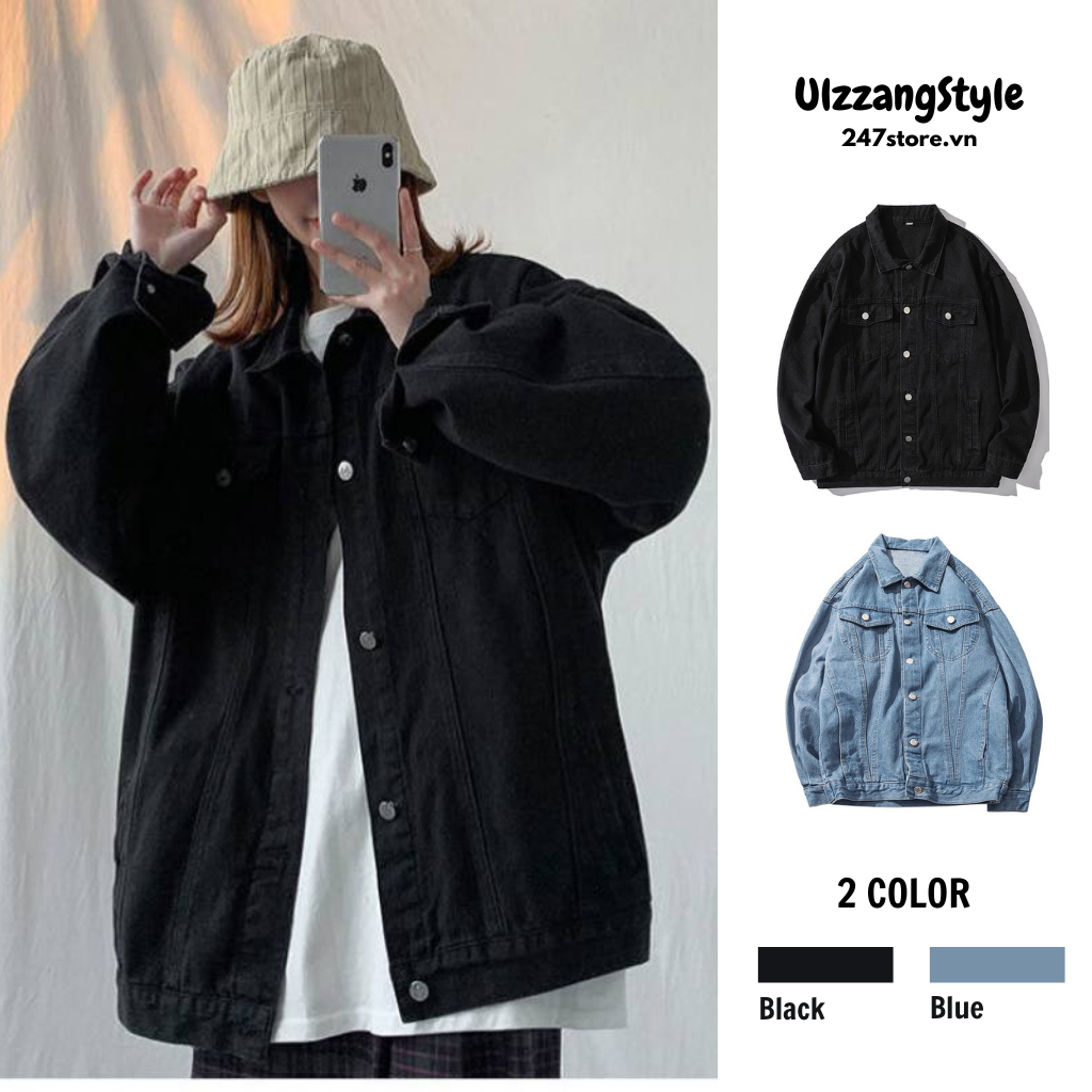 Áo khoác bò dài tay nam nữ unisex form oversize - 247store.vn - AoboNAMdaitay