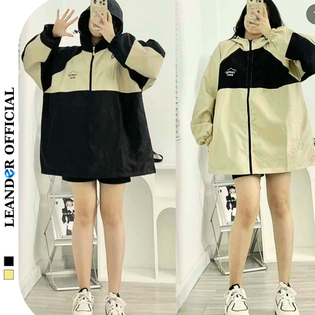 Áo khoác dù CAMPING WHAT nam nữ có mũ hình in form rộng 2 Lớp, áo khoác gió thời trang unisex_LEANDER OFFICIAL
