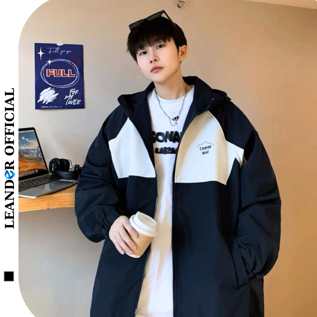 Áo khoác dù CAMPING WHAT nam nữ có mũ hình in form rộng 2 Lớp, áo khoác gió thời trang unisex_LEANDER OFFICIAL