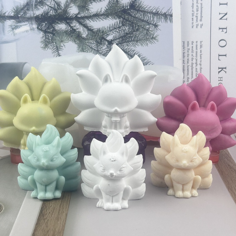 Tượng thạch cao tô màu hồ ly size 5cm-10cm siêu kute