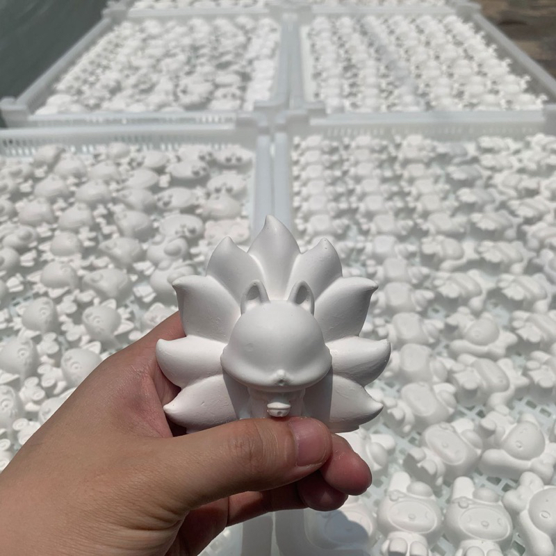 Tượng thạch cao tô màu hồ ly size 5cm-10cm siêu kute