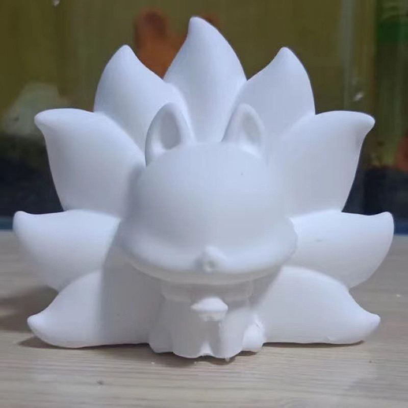 Tượng thạch cao tô màu hồ ly size 5cm-10cm siêu kute