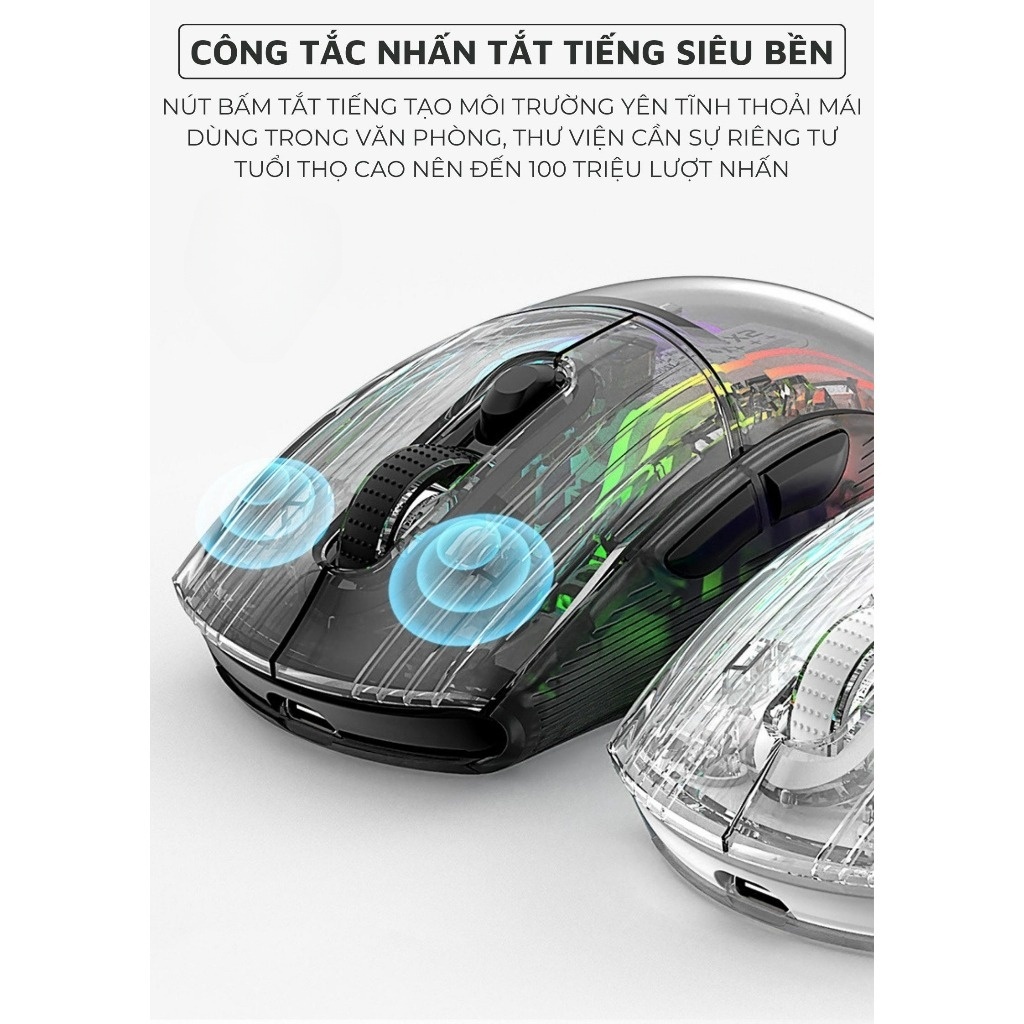 Chuột Máy Tính Không Dây Bluetooth Ziyou X2 PRO VIP Mouse LED RGB , Pin sạc cho Máy tính, Laptop PC