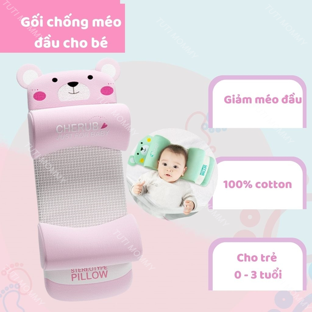 Gối chống bẹp đầu cho bé sơ sinh , gối chống méo đầu cho bé sơ sinh TUTI MOMMY