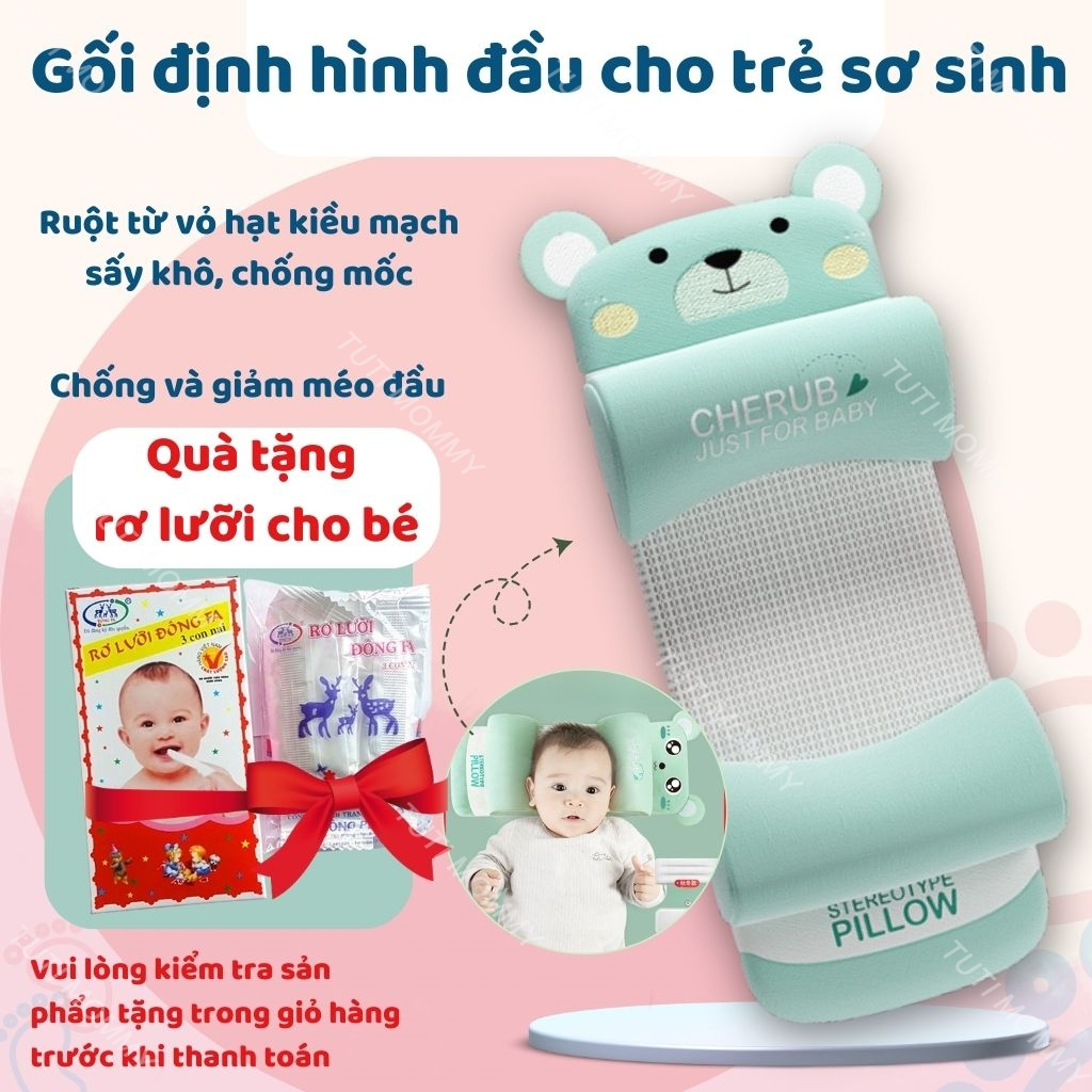 Gối chống bẹp đầu cho bé sơ sinh , gối chống méo đầu cho bé sơ sinh TUTI MOMMY