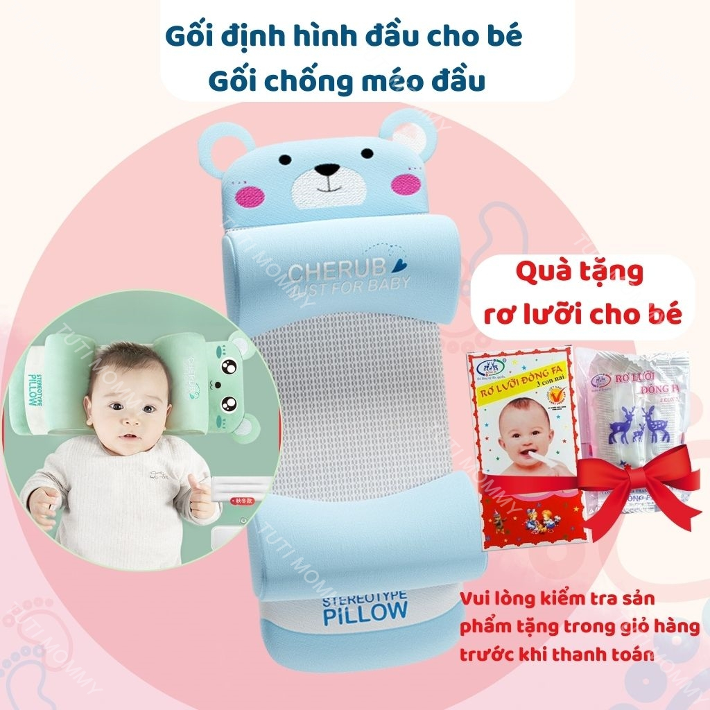 Gối chống bẹp đầu cho bé sơ sinh , gối chống méo đầu cho bé sơ sinh TUTI MOMMY