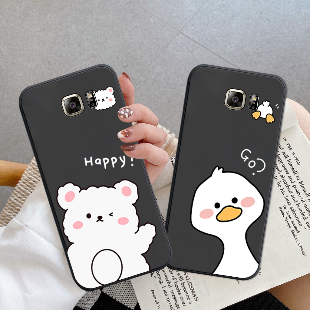 Ốp lưng Samsung S6, S6 EDGE, S7, S7 EDGE silicon dẻo, tpu mềm cạnh viền vuông bảo vệ camera hình đôi vịt gấu