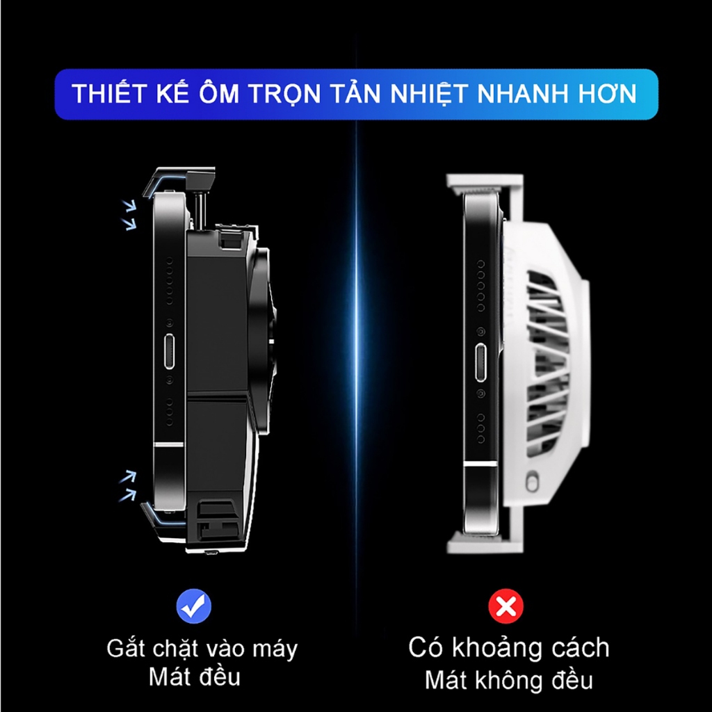 Quạt tản nhiệt sò lạnh gaming MEMO DLA3 màn hình hiển thị nhiệt độ chống ồn led rgb chơi game pubg ff liên quân mobile