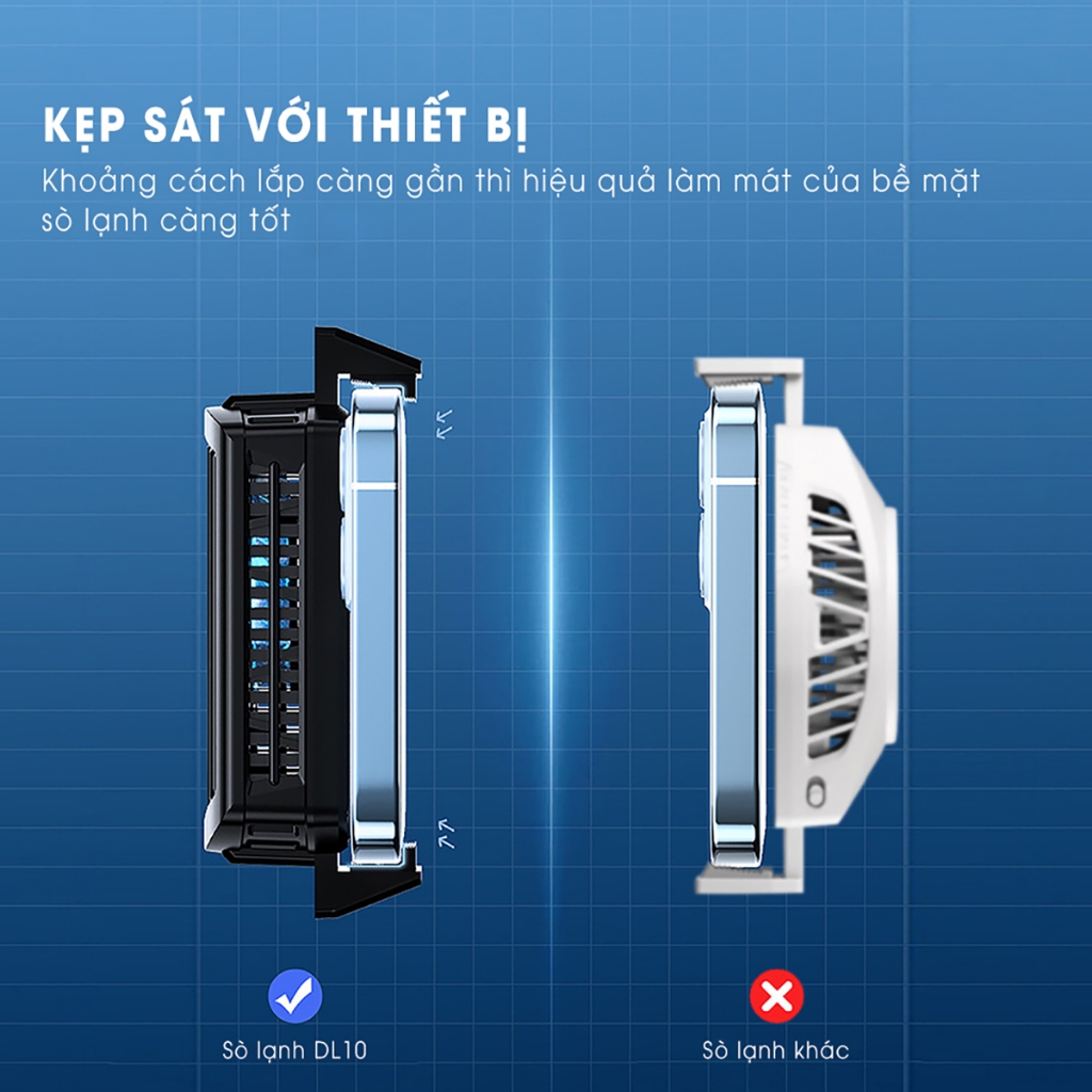 Quạt tản nhiệt điện thoại gaming không dây Memo DL10 Lạnh sâu led RGB chơi game Liên Quân mobile Freefire FF PUBG COD