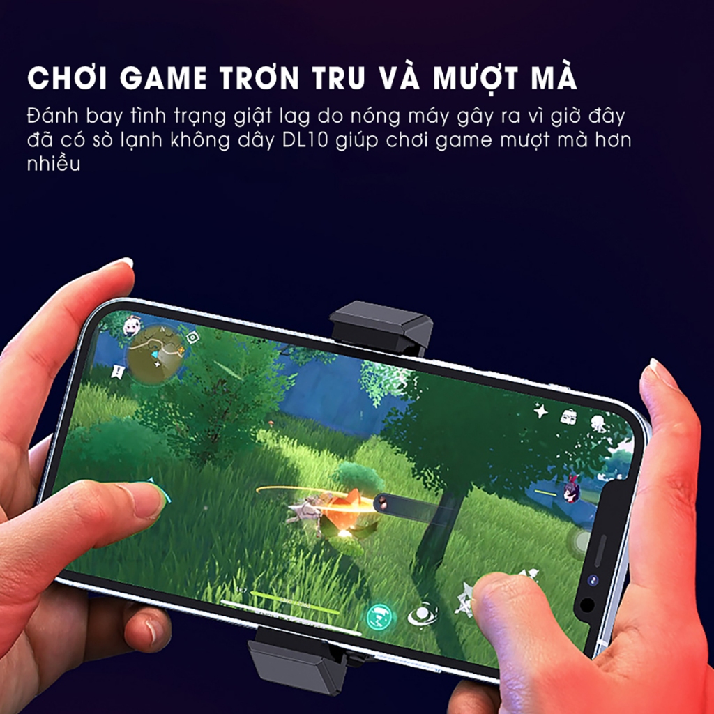 Quạt tản nhiệt điện thoại gaming không dây Memo DL10 Lạnh sâu led RGB chơi game Liên Quân mobile Freefire FF PUBG COD