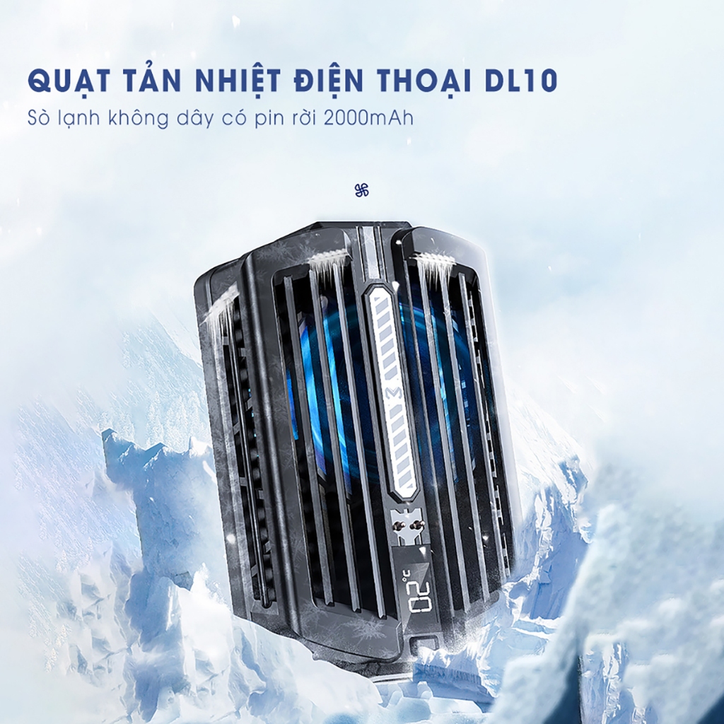 Quạt tản nhiệt điện thoại gaming không dây Memo DL10 Lạnh sâu led RGB chơi game Liên Quân mobile Freefire FF PUBG COD