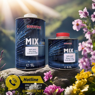 Cặp dầu bóng và đông cứng MIX sơn ô tô xe máy 2k tổng 1,5lit