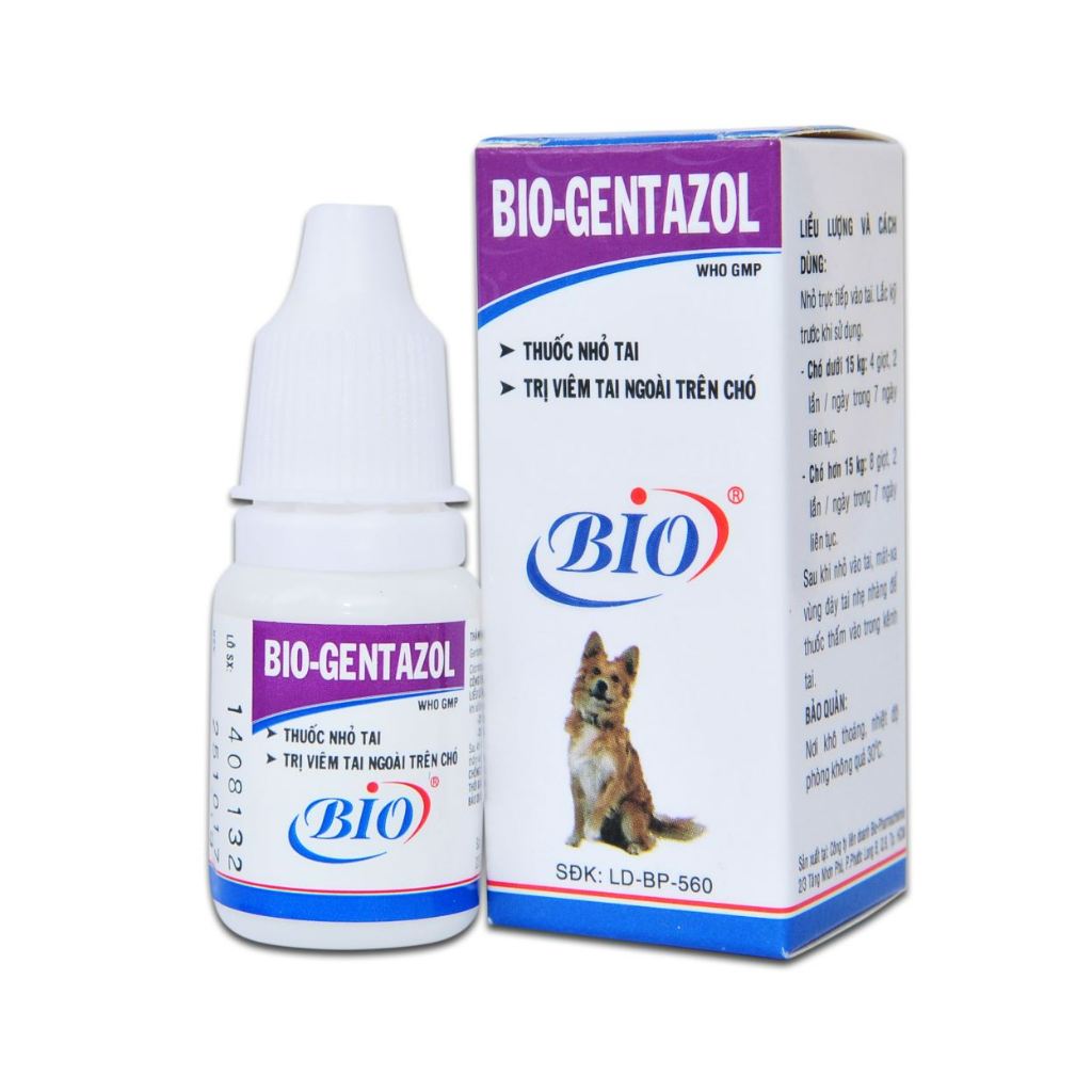 BIO GENTAZOL 10ml Dung Dịch nhỏ tai, Viêm tai ngoài trên Chó