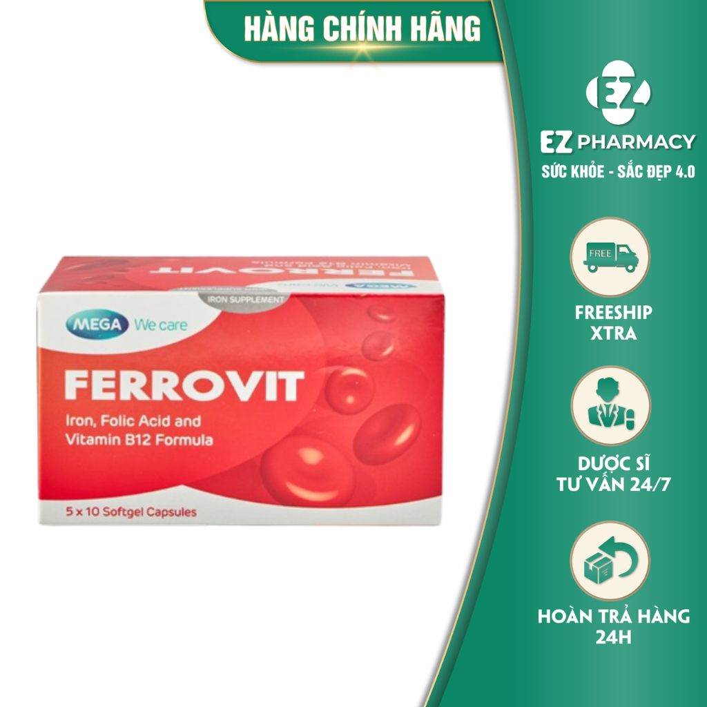 FERROVIT MEGA WE CARE-Viên uống bổ sung sắt-Hộp 50v-Ezpharmacy