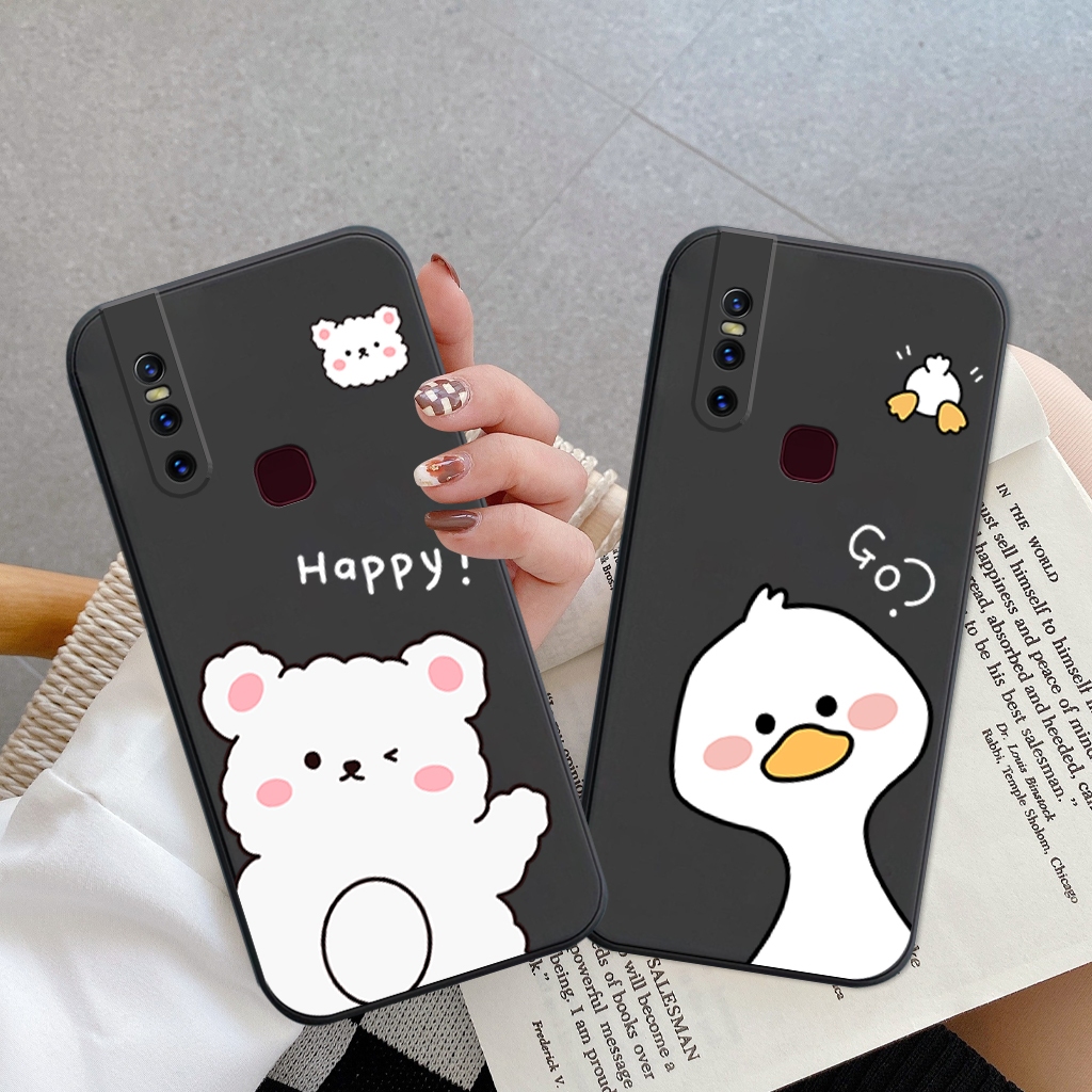 Ốp lưng Vivo V15, Vivo 1819, V15 Pro silicon dẻo, tpu mềm cạnh viền vuông bảo vệ camera hình đôi vịt gấu