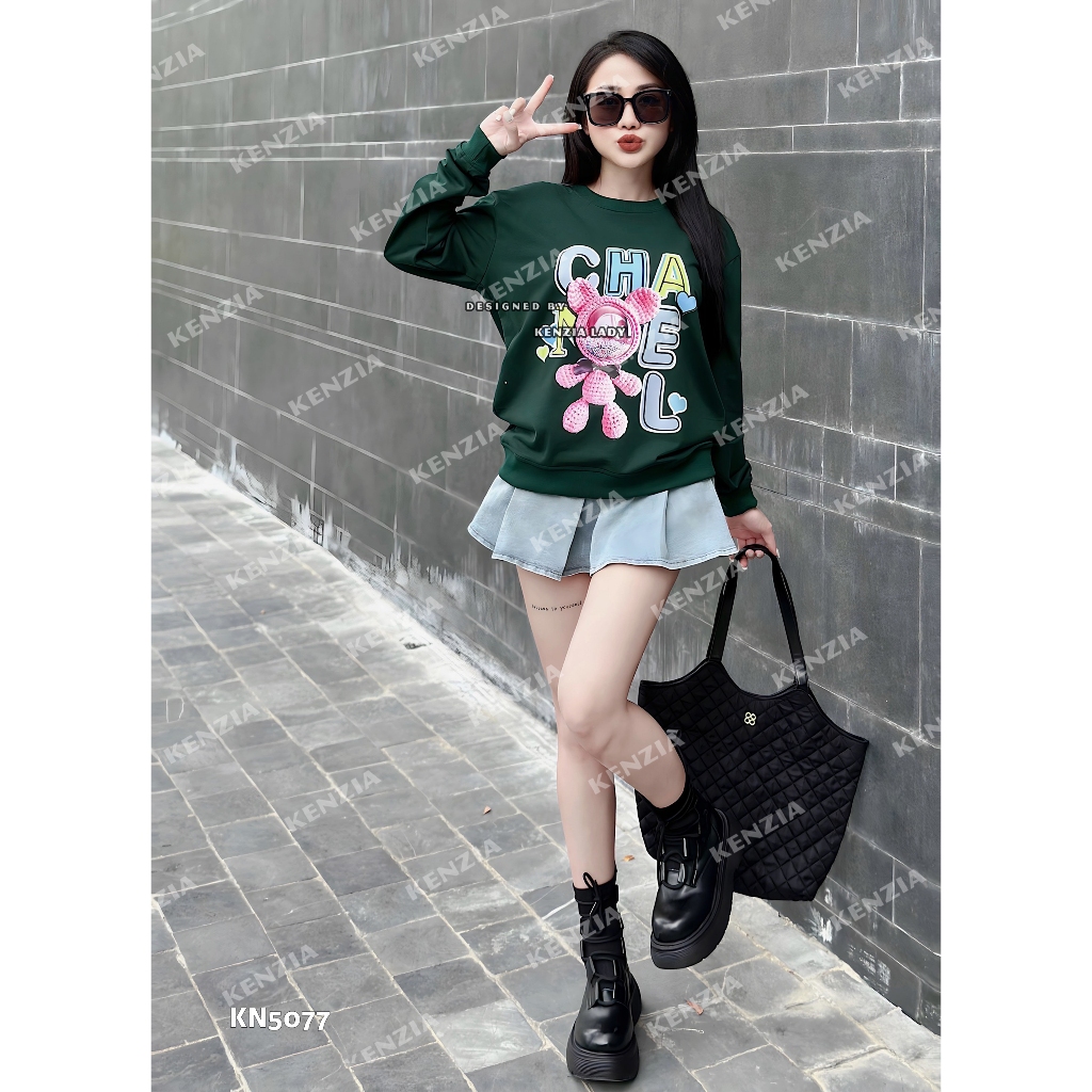 Áo Nỉ Nữ siêu cấp Form chuẩn Kenzia Lady- Áo Sweater Cổ Tròn Dài Tay  Basic  - KN5077