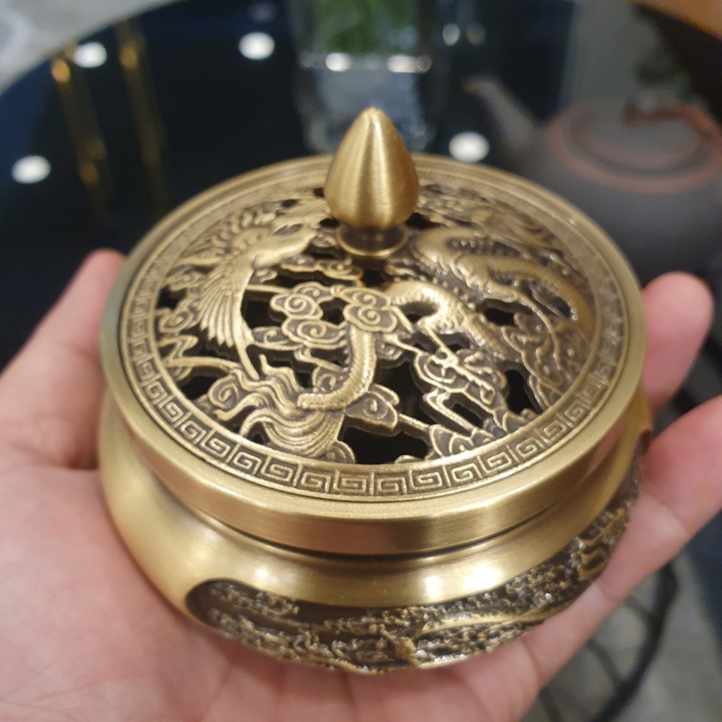 Lư Đồng Xông Trầm Hương, Lư đáy bằng và đáy 3 chân thiết kế sang trọng, Tặng lót chống cháy và bầu cắm nhang hồ lô