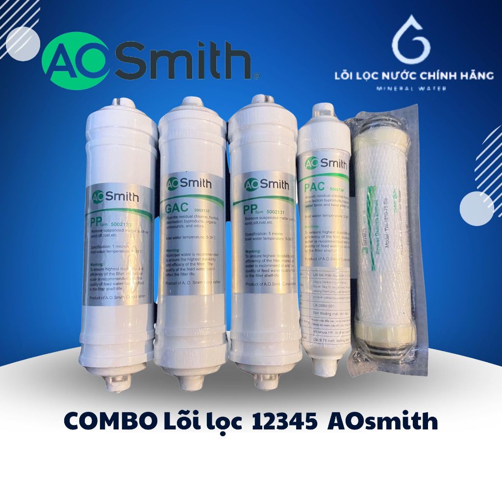 COMBO lõi lọc nước số 12345 AOsmith - LÕI LỌC NƯỚC CHÍNH HÃNG