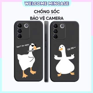 Ốp lưng Vivo V27, V27E silicon dẻo, tpu mềm cạnh viền vuông bảo vệ camera hình đôi vịt gấu