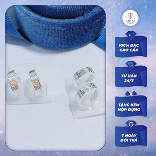 Bông tai Bạc nữ 925 cách điệu, Khuyên tai nữ bạc nạm đá nhiều kiểu dáng kèm hộp đựng - Trang Sức Cao Cấp HVJ