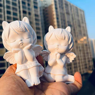 Tô Tượng Thạch Cao Bộ Đôi Thiên Thần size nhỡ 8-10cm siêu xinh