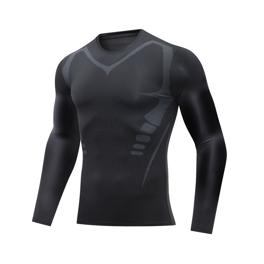 Áo giữ nhiệt dài tay nam A003D tập Gym, thể hình, chạy bộ, thể thao nam họa tiết khỏe khoắn phong cách